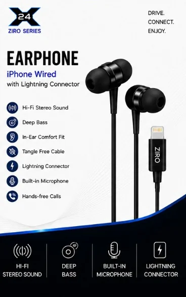 X24 ZIRO Wired Earphones - Lightning - retail packaging