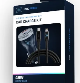 X24 ZIRO Car Charge Kit - USB-C to Lightning - retail packaging