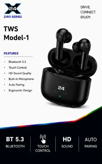 X24 ZIRO TWS Model-1 True Wireless Earbuds - retail packaging