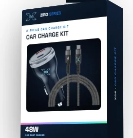X24 ZIRO Car Charge Kit - USB-C to USB-C - retail packaging