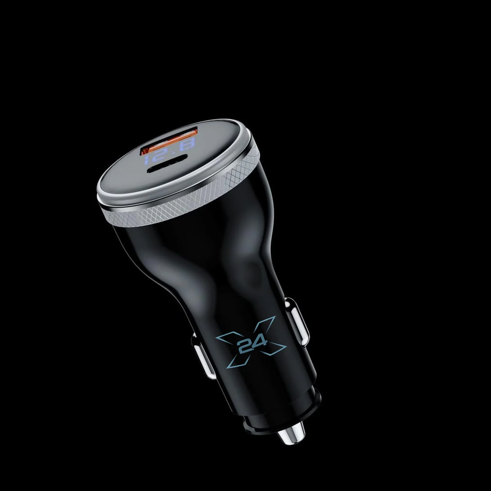 X24 Dual-Port Car Charger with LED Display - product view