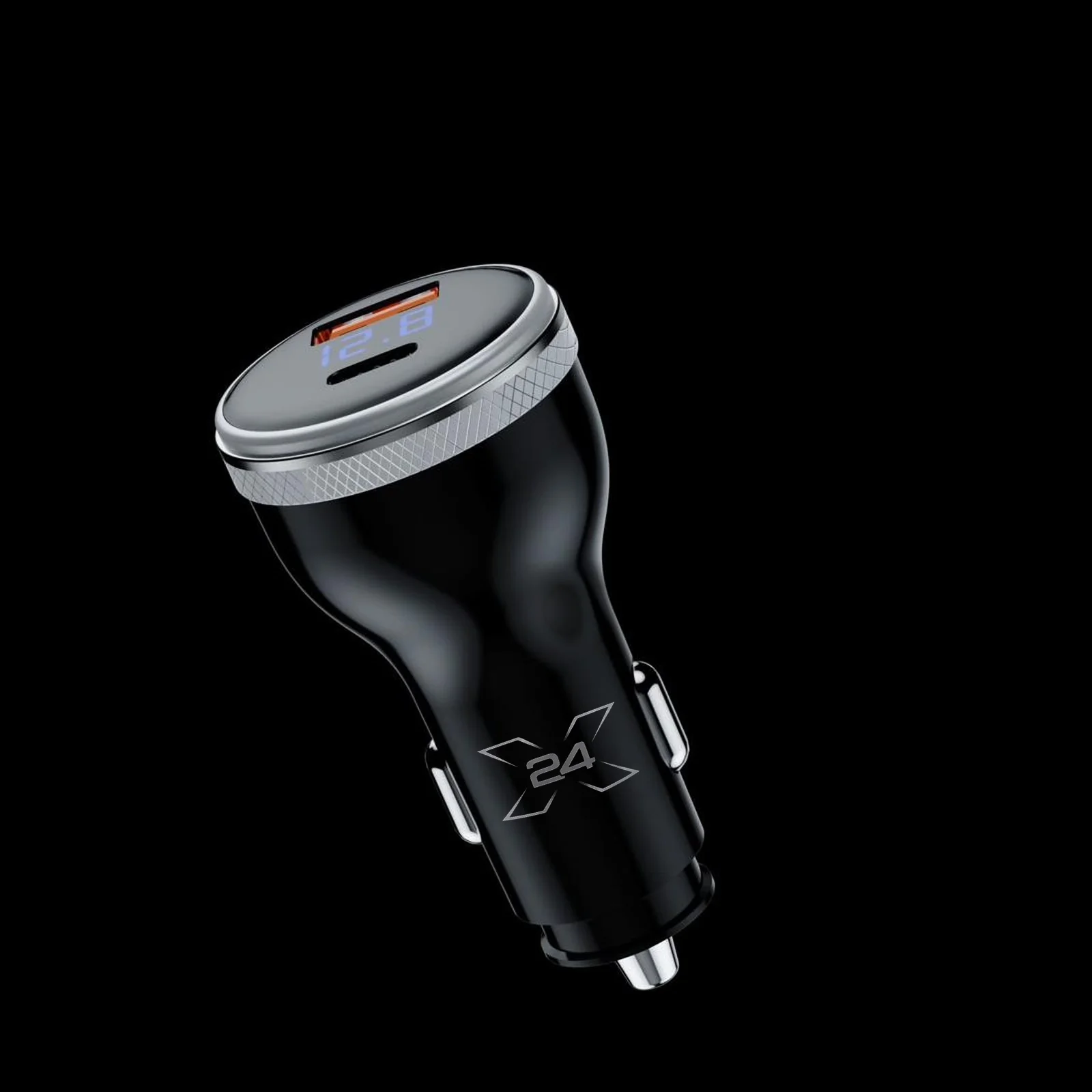 X24 Dual-Port Car Charger with LED Display - product view