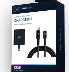 X24 ZIRO Charge Kit - 33W Wall Charger + USB-C to Lightning - retail packaging