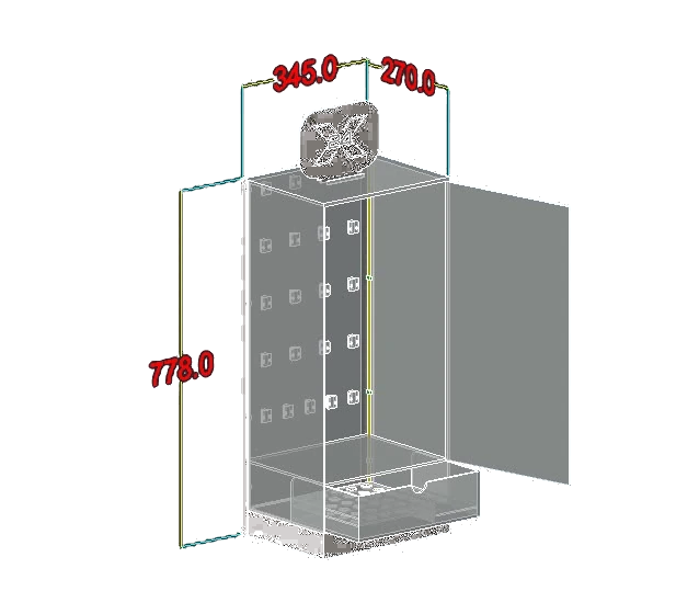 X24 L-Shape Retail Display design drawing with dimensions