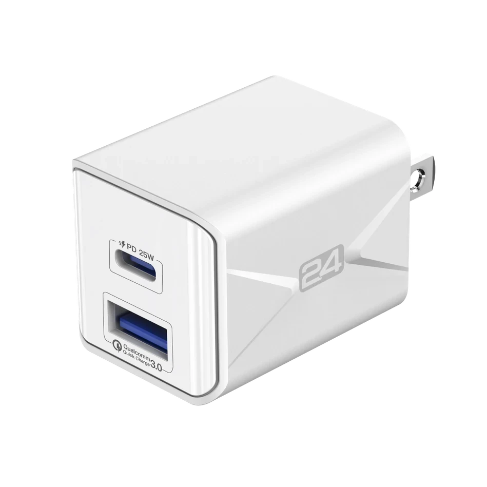 X24 25W dual-port wall charger in white