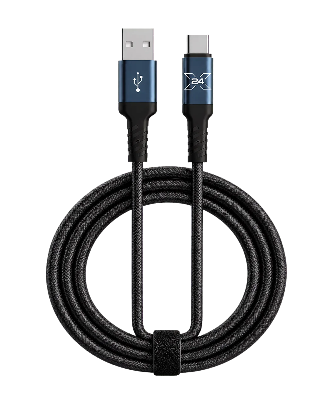 X24 USB-A to USB-C Braided Cable - 6 ft — transparent product render