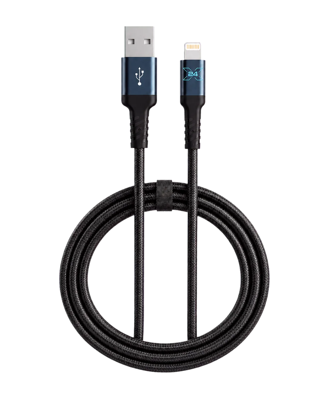 X24 USB-A to Lightning Braided Cable - 6 ft — transparent product render