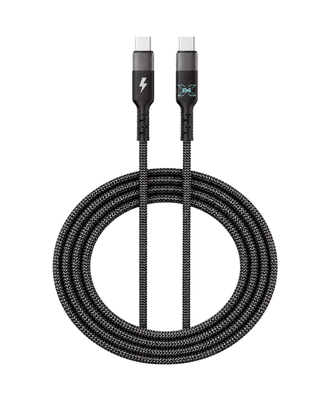 X24 USB-C to USB-C Braided Cable - 6 ft — transparent product render