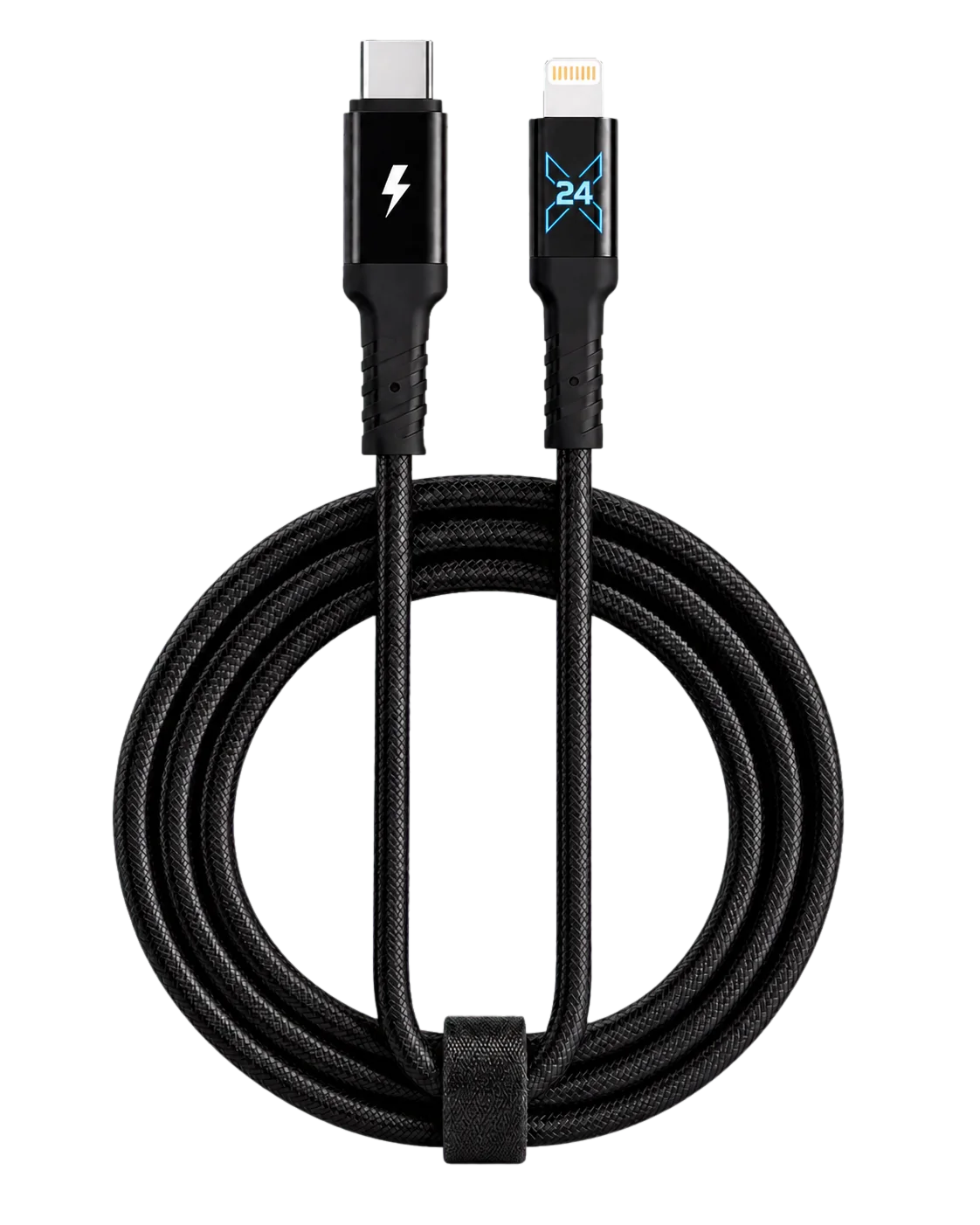 X24 USB-C to Lightning Braided Cable - 6 ft — transparent product render