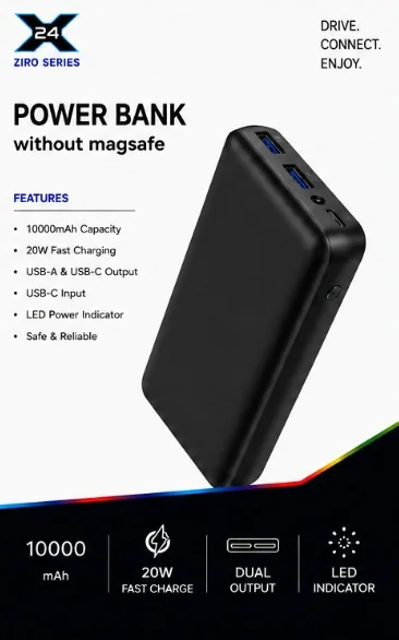 X24 ZIRO Power Bank 10,000 mAh - retail packaging